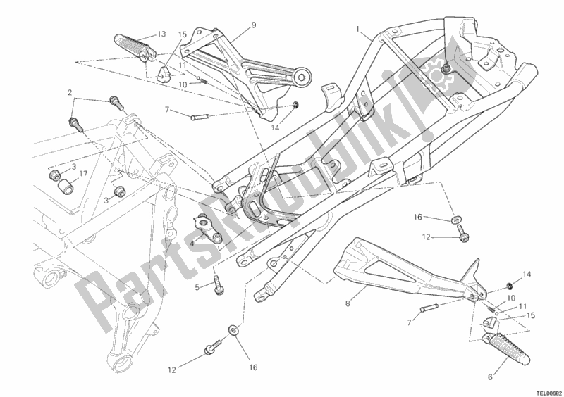 All parts for the Rear Frame of the Ducati Streetfighter S USA 1100 2012